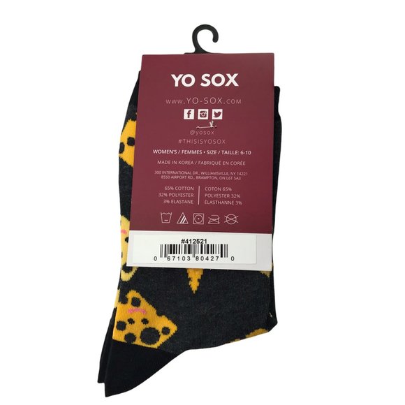 New NWT Yo Socks Mac n Cheese with macaroni and cheese print Women's 6-11 Large - Picture 5 of 9
